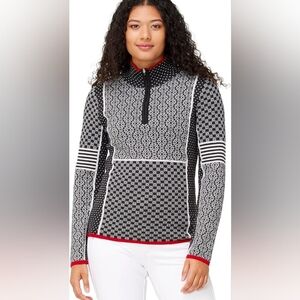 Krimson Klover Black and White Zip Sweater